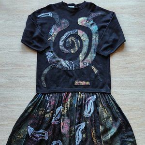 Vintage'90s V.C.Torias Art To Wear Embellished Sweater Dress Long Sleeve